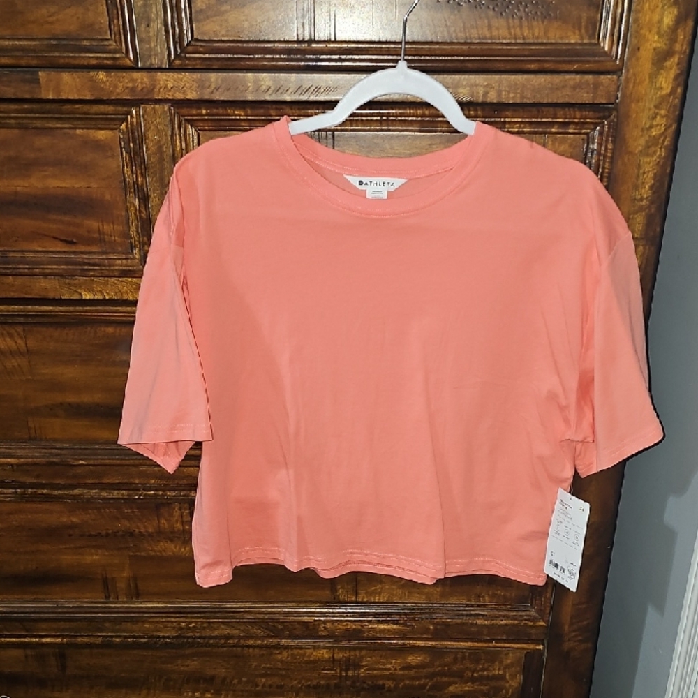 Athleta Nwts Womens True Cotton Crop Tee!! Sz Medium!
